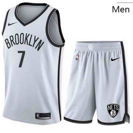 Nets 7 Kevin Durant White Nike Swingman Jersey 28With Shorts